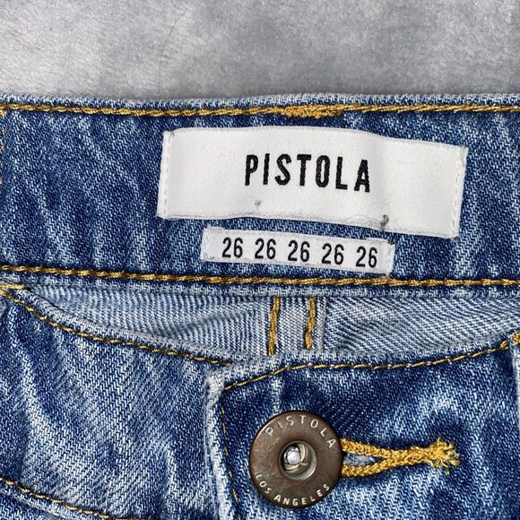 Pistola Jeans Womens 26 Medium Wash Blue Denim Distressed Skinny Leg High Rise - Picture 4 of 10